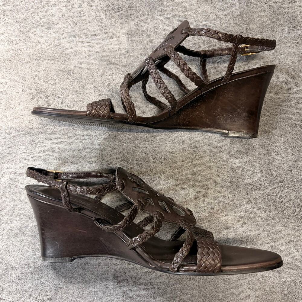 Brown Woven Strappy Wedge Sandals